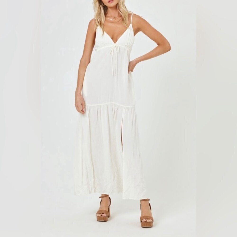 L*Space Medium Maxi Dress Bow White Beach Wedding Summer - Picture 1 of 9
